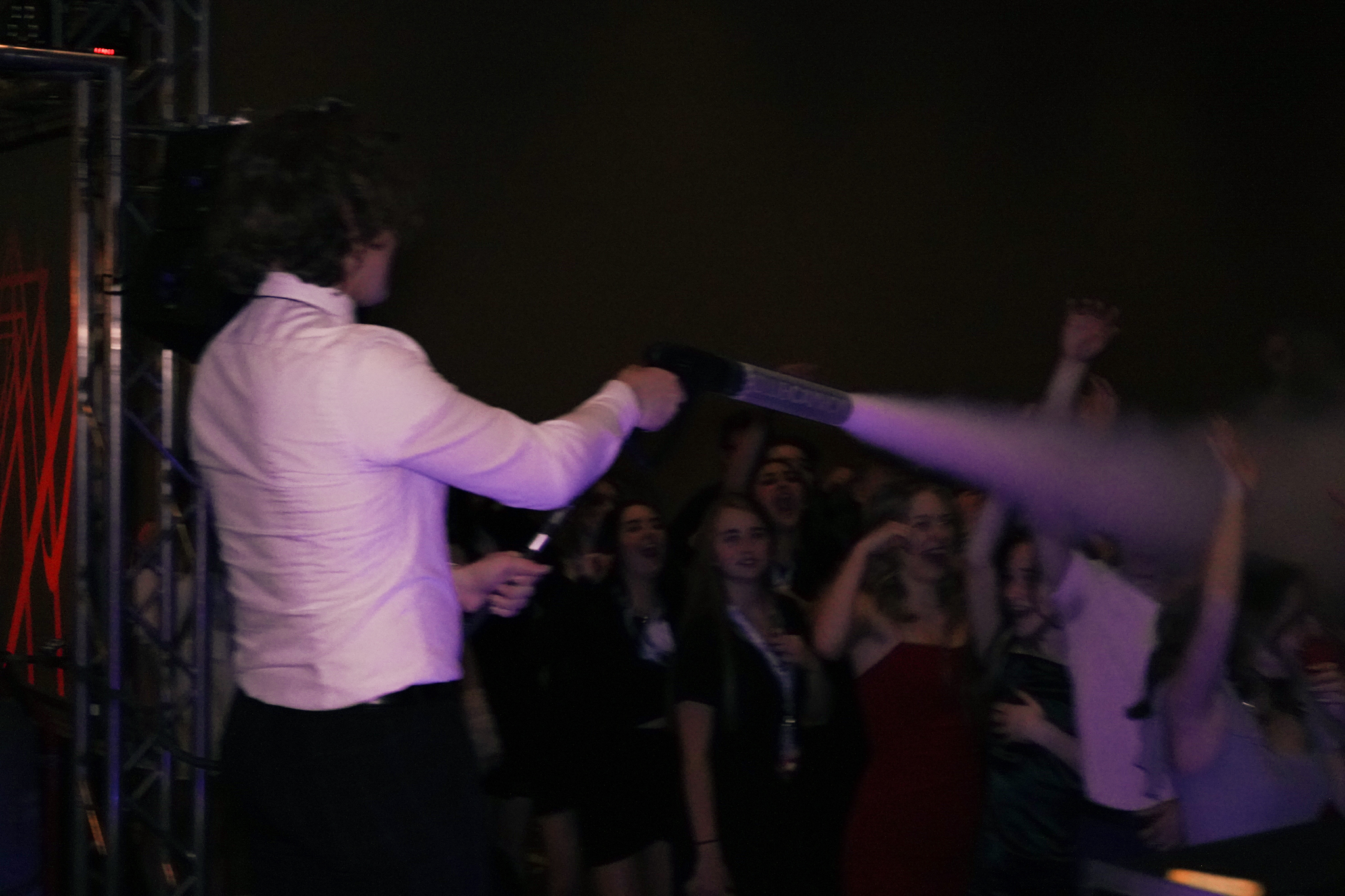 A&B Productions DJ firing a CO2 blast over a school dance crowd