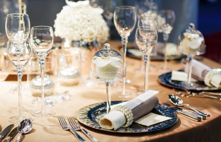 Reception Set Up with Glasses